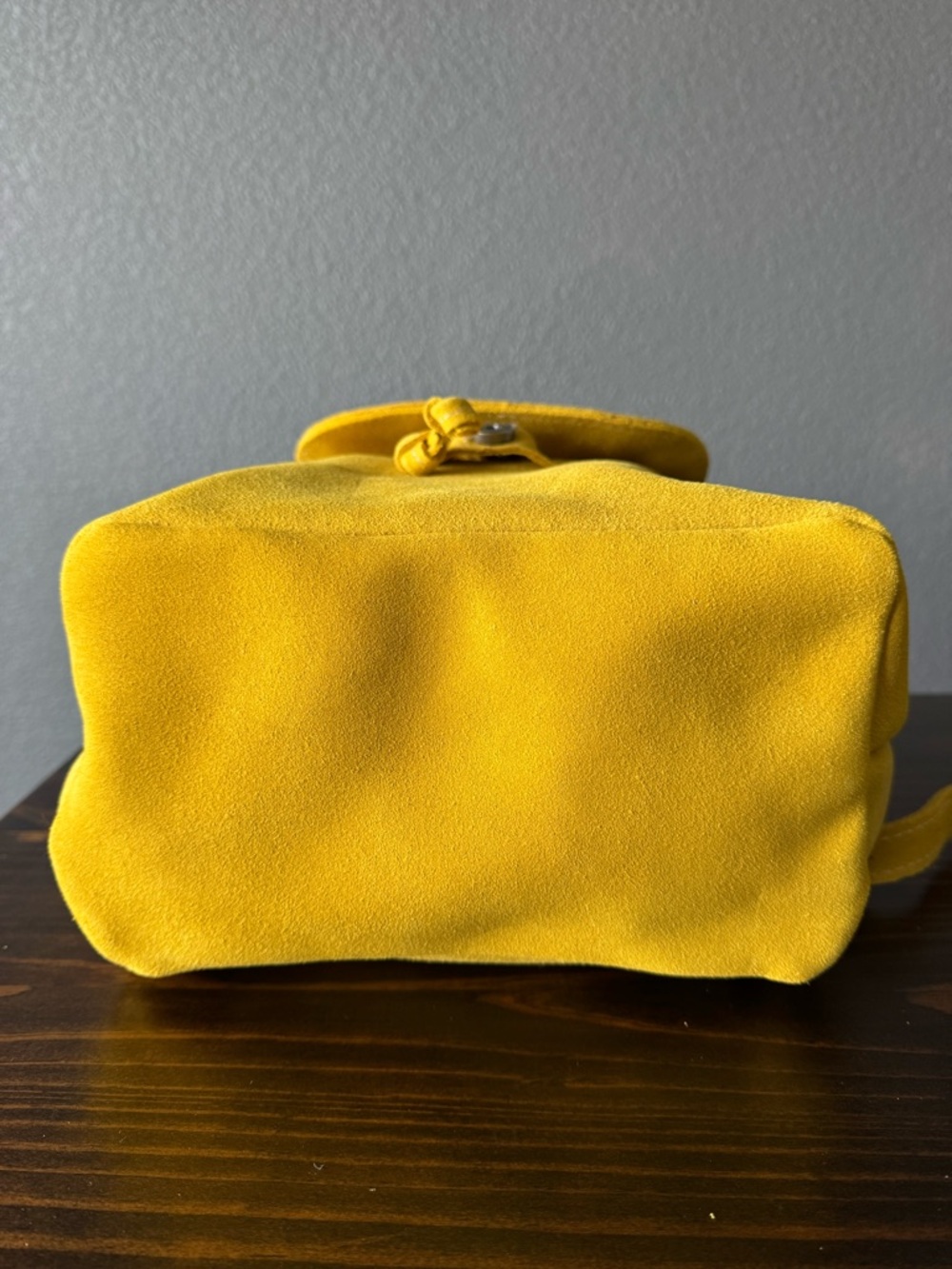 NEW Portland Leather Bucket Backpack in Hello Yellow Suede - Picture 7 of 9